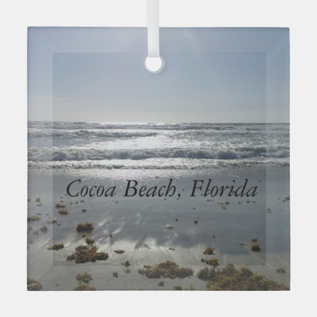 Cocoa Beach Florida Glass Tree Decoration (Front)