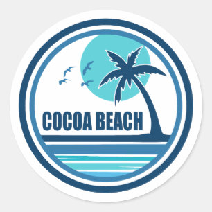 Cocoa Beach Florida Palm Tree Birds Classic Round Sticker
