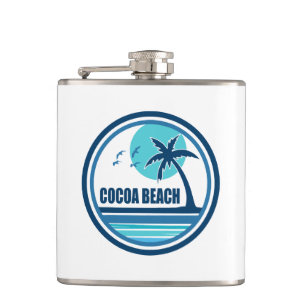 Cocoa Beach Florida Palm Tree Birds Hip Flask
