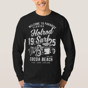 Cocoa Beach Florida Retro Hotrod Surf Distressed T-Shirt
