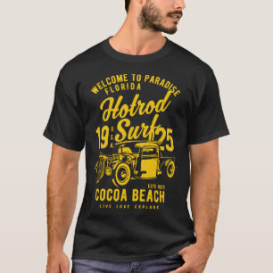 Cocoa Beach Florida Retro Hotrod Surf Distressed   T-Shirt
