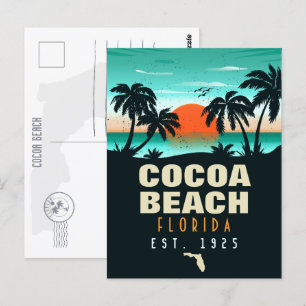 Cocoa Beach Florida Retro Sunset Souvenirs 60s Postcard