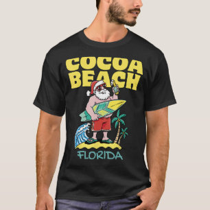 COCOA BEACH FLORIDA Santa Christmas Surfing T-Shirt