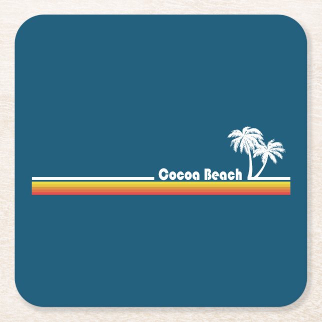 Cocoa Beach Florida Square Paper Coaster (Front)