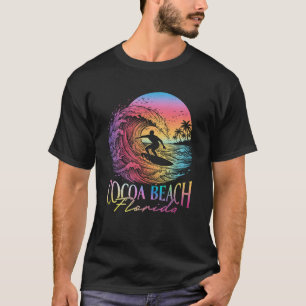 Cocoa Beach Florida Sunset Surfer Ocean Wave Coast T-Shirt