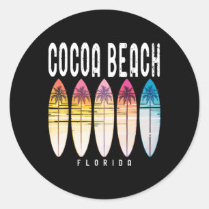 Cocoa Beach Florida Surfboard Women Men Classic Round Sticker