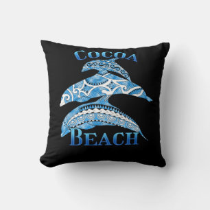 Cocoa Beach Florida Vacation Tribal Dolphins Cushion