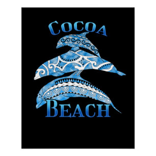 Cocoa Beach Florida Vacation Tribal Dolphins Poster