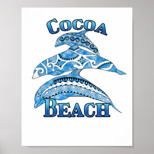 Cocoa Beach Florida Vacation Tribal Dolphins Poster