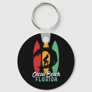 Cocoa Beach Florida Vintage Retro Surfing Key Ring