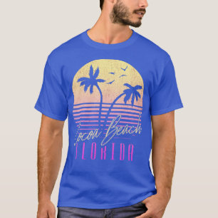 Cocoa Beach Florida Vintage Tropical Sunset Palm T T-Shirt