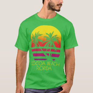 Cocoa Beach Florida Vintage Tropical Sunset Palm T T-Shirt