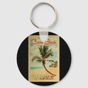 Cocoa Beach Palm Tree Vintage Travel Key Ring