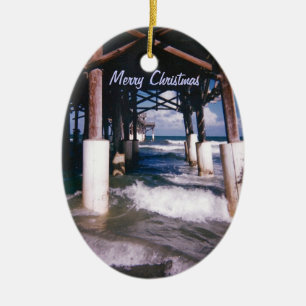 Cocoa Beach Pier Ceramic Tree Decoration