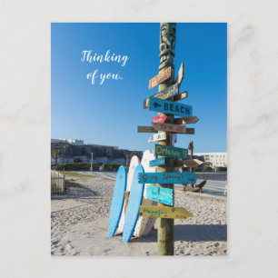 Cocoa Beach Tiki Totem Thinking Of You Postcard