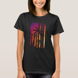 Cocoa Beach Vacation Florida Sunset Palm Tree Usa  T-Shirt