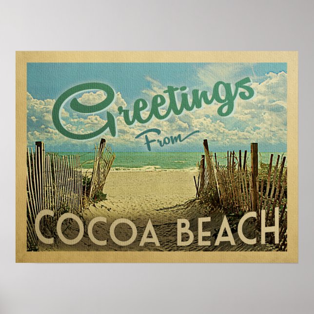 Cocoa Beach Vintage Travel Poster (Front)