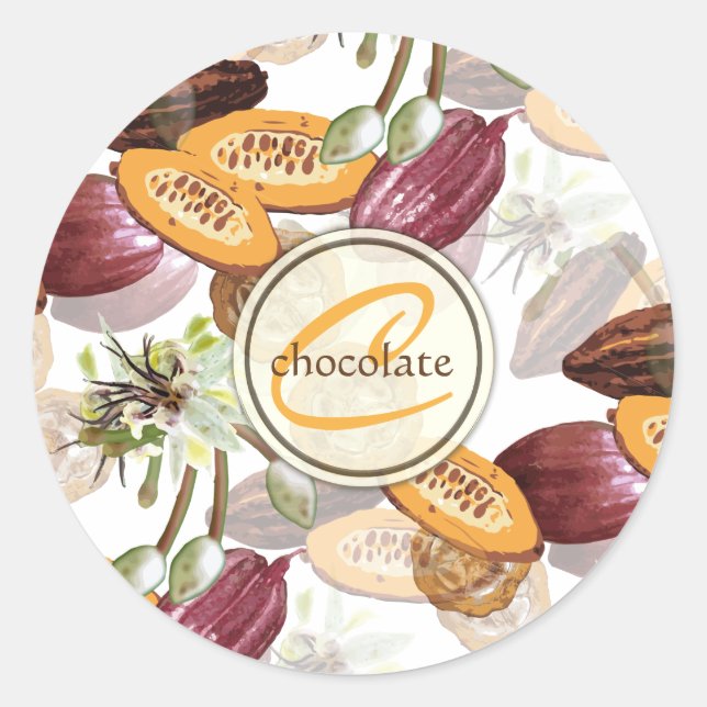 Cocoa Beans, Chocolate Flowers, Nature's Gifts Classic Round Sticker (Front)
