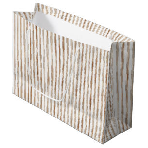 Cocoa Bow Brown Cream Stripes Bridal Shower Large Gift Bag