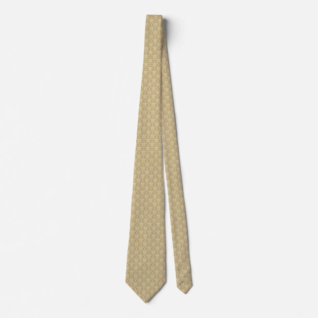 Cocoa Brown and Cream Damask Tie (Front)