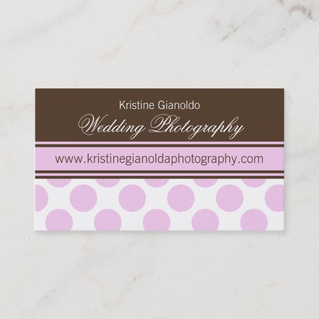 Cocoa Brown and Pink Dots Business Cards (Front)