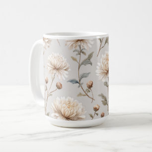 Cocoa Brown Cream Floral Coffee Mug