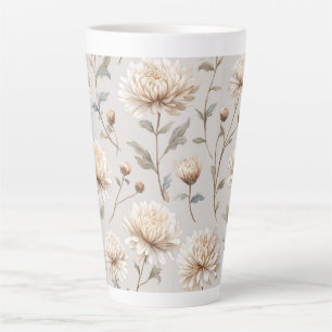 Cocoa Brown Cream Floral Latte Mug