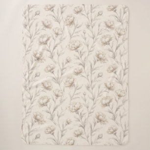 Cocoa Brown Cream Floral Sherpa Blanket