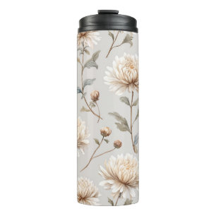 Cocoa Brown Cream Floral Thermal Tumbler