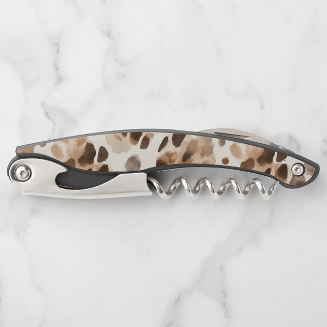Cocoa Brown Cream Leopard Animal Print Corkscrew (Front)