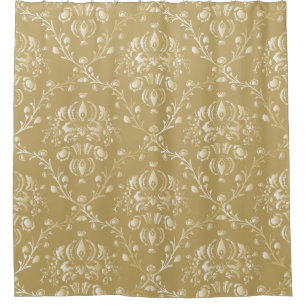 Cocoa Brown Damask Shower Curtain