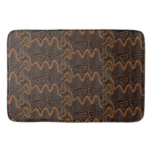 Cocoa Brown Geometric Kuba Cloth Bath Mat (Front)