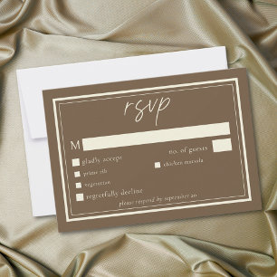 Cocoa Brown Minimalist Frame Wedding RSVP Card