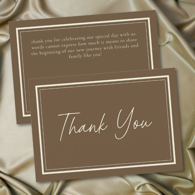 Cocoa Brown Minimalist Frame Wedding Thank You Card (Cocoa Brown Minimalist Frame Wedding Thank You Card)