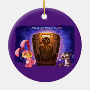 COCOA CATS/PINK NIGHTMARE (2-sides!) - Jeff Willis Ceramic Tree Decoration