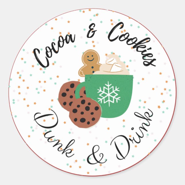 Cocoa & Cookie Favour Tag Dunk & Drink Sticker (Front)
