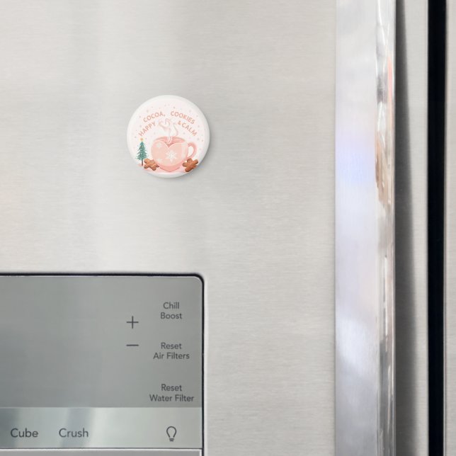 Cocoa, Cookies & Calm – Pastel Christmas CoT-Shirt Magnet (In Situ (Fridge))
