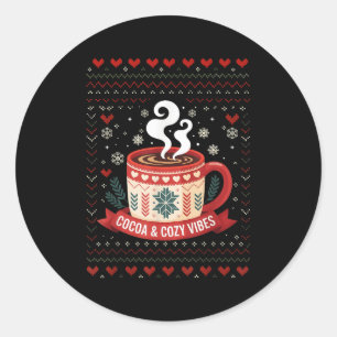 Cocoa Cozy Vibes Hot Chocolate Fall Classic Round Sticker