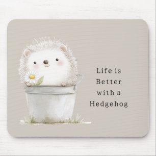 Cocoa Cream Hedgehog Daisy Flower Bucket   Mouse Mat