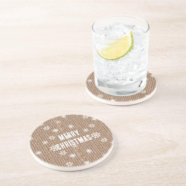 Cocoa Cream Snowflakes Christmas Coaster (Side)