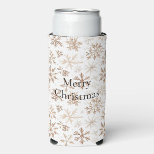 Cocoa Cream White Snowflakes Christmas Seltzer Can Cooler