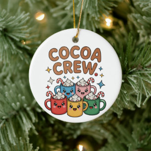 Cocoa Crew Hot Chocolate Kawaii Christmas Xmas Ceramic Tree Decoration