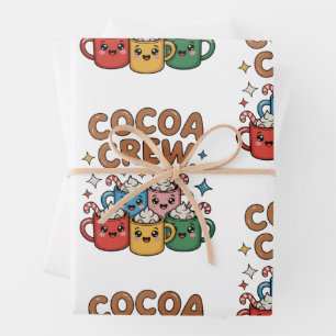 Cocoa Crew Hot Chocolate Kawaii Christmas Xmas Wrapping Paper Sheet