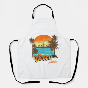 Cocoa Florida Beach Summer Vacation Palm Sunset  Apron