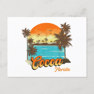 Cocoa Florida Beach Summer Vacation Palm Sunset  Holiday Postcard