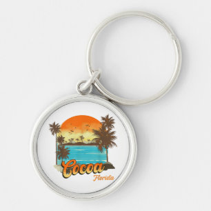 Cocoa Florida Beach Summer Vacation Palm Sunset Key Ring