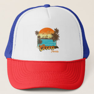Cocoa Florida Beach Summer Vacation Palm Sunset  Trucker Hat