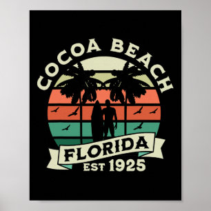 Cocoa Florida Beach Surfing Summer Vacation Vintag Poster