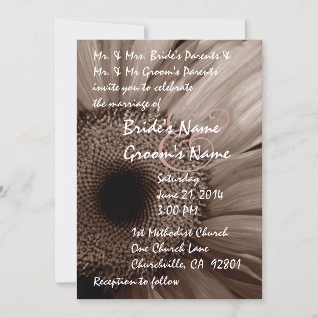 COCOA Gerber Daisy Wedding Invitation (Front)