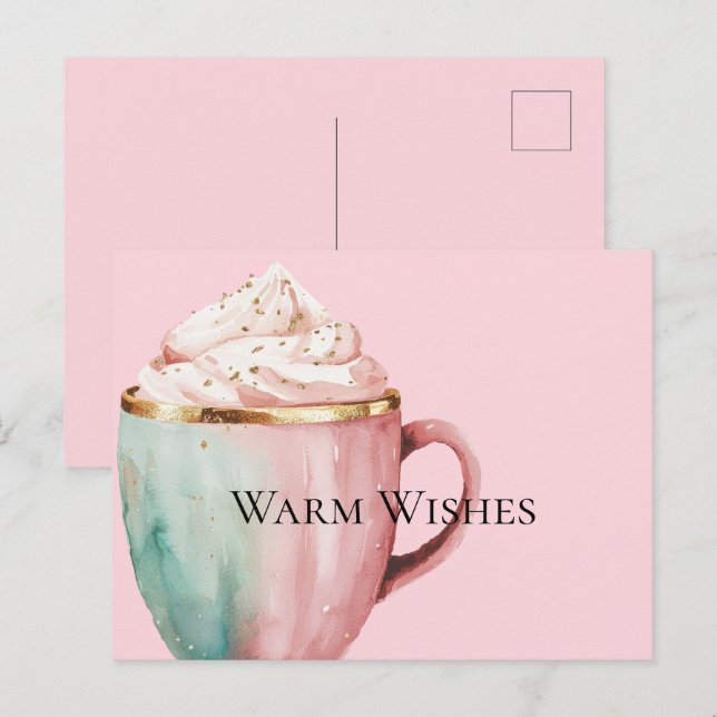 Cocoa Gold Blush Pink Mint Warm Wishes Postcard (Front/Back)